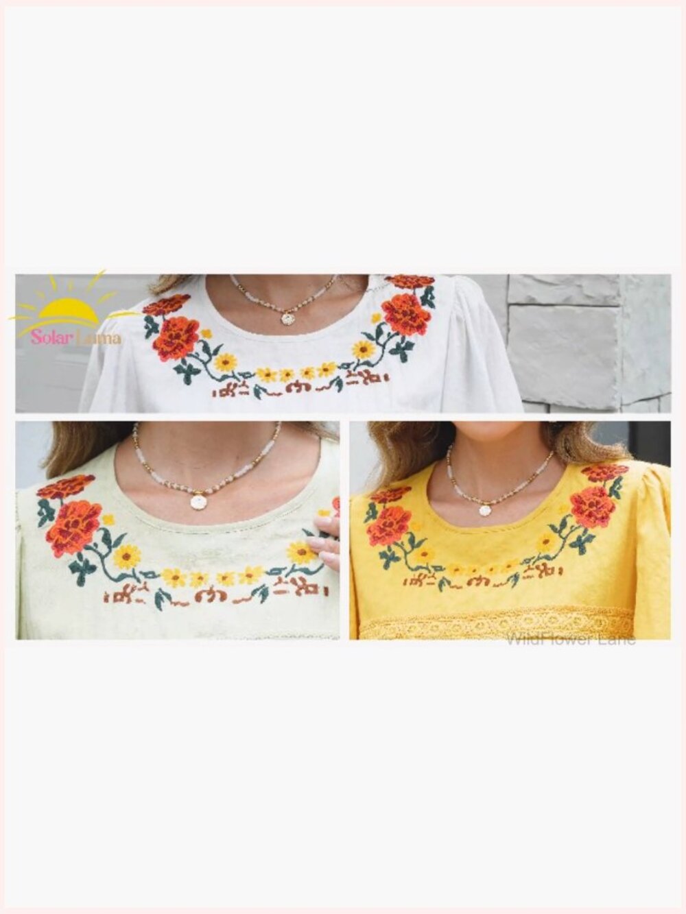 Boho Floral Embroidered Tunic Top Short Sleeve Crewneck Blouse Casual Summer - Picture 7 of 7